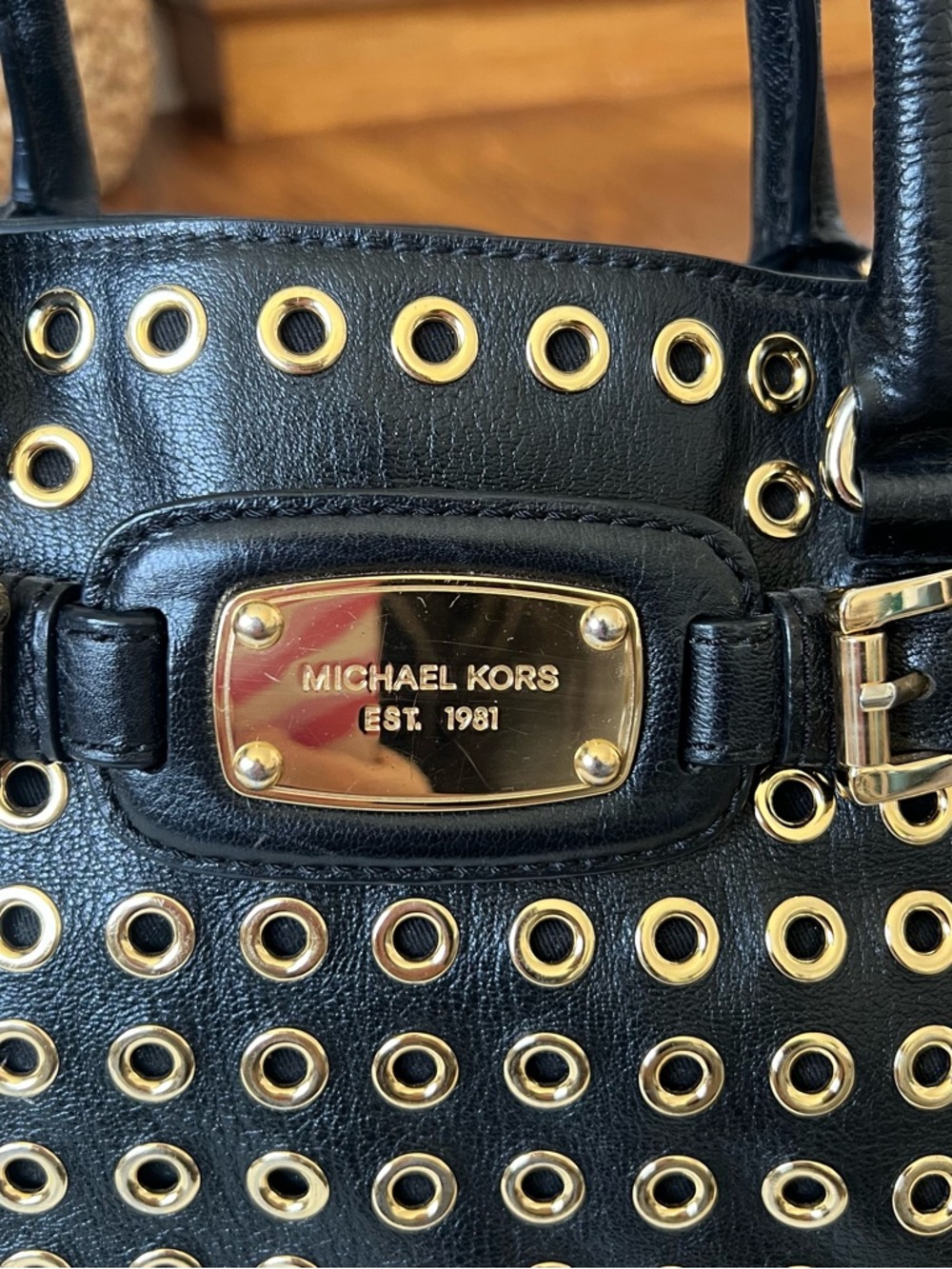 Michael Kors Hamilton Large Gold Tone Grommet Tote - Picture 2 of 16
